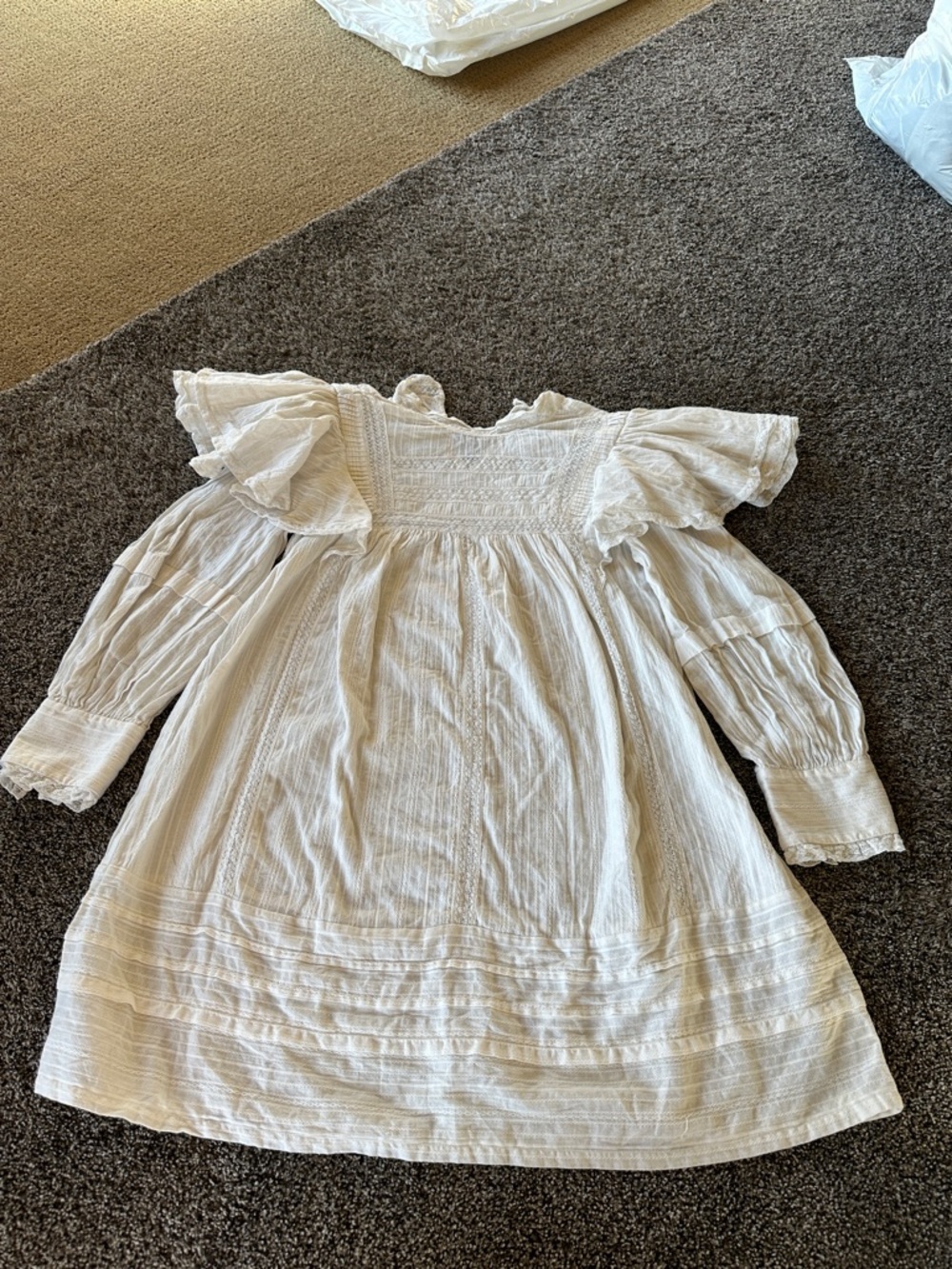 Victorian Edwardian Style White Ruffled Smocked Mini Babydoll Dress - Picture 1 of 9